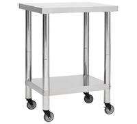 vidaXL Kitchen Work Table with Wheels 80x45x85 cm Stainless Steel