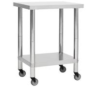 Vidaxl Kitchen Work Table With Wheels 80X45X85 Cm Stainless Steel Work Tables