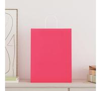 vidaXL Kraft Paper Bags, Pack of 50 with Pink Handles 32 x 12 x 42 cm, Paper Bag, Paper Gift Bag, Kraft Paper Gift Bag