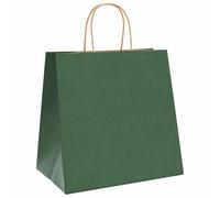 vidaxl kraft paper bags - green gift/shopping totes with brown handles 26x17x25 cm - eco-friendly reusable sacks (50 pcs)
