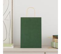 vidaxl kraft paper bags with handles - green 50 pcs 22x11x31 cm - versatile sustainable paper gift/shopping/takeaway bags