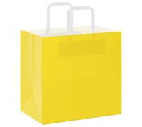 vidaxl kraft paper bags with handles - yellow - 50 pcs - 26x17x25 cm - shopping/gift/party bags - durable & recyclable