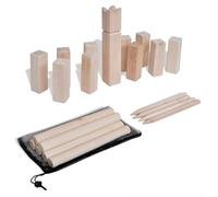 vidaXL Kubb Game Set, Durable Pine Wood, Outdoor Play on Grass, Sand, Ice for BBQ, Camping, Picnics, Includes King, Kubbs, Batons, Corner Sticks and Carry Net