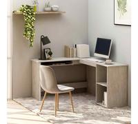 vidaXL L-Shaped Corner Desk Concrete Grey 120x140x75 cm Engineered Wood