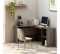 vidaXL L-Shaped Corner Desk High Gloss Grey 120x140x75 cm Engineered Wood