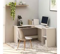 vidaXL L-Shaped Corner Desk White 120x140x75 cm Engineered Wood UK