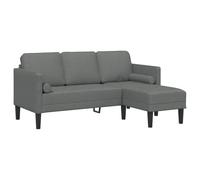 vidaXL L-Shaped Corner Sofa Dark Grey Fabric 3-Seater for Living Room Sturdy Beech Wood Frame with Removable Cushions Modern Design Stylish Durable Space Saving