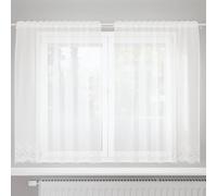 vidaXL Lace Curtain with Curtains Floral White 140 x 150 cm Polyester