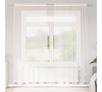 vidaXL Lace Curtain with Curtains Floral White 240 x 150 cm Polyester