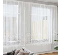 vidaXL Lace Curtain with Curtains Floral White 245 x 1200 cm Polyester