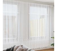 vidaXL Lace Curtain with Curtains Floral White 260 x 900 cm Polyester