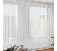 vidaXL Lace Curtain with Curtains Floral White 280 x 600 cm Polyester