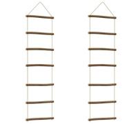 vidaXL - Ladder-Shaped Wooden Wall Decorations 30x100 cm - Rustic Natural Branch Indoor Hangings with Hemp Ropes