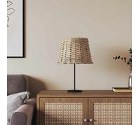 vidaXL Natural Wicker Lamp Shade - Brown - Versatile Ceiling or Table Lamp Shade with Robust Iron Holder - Ø30x20 cm - Compatible with E27 Bulbs