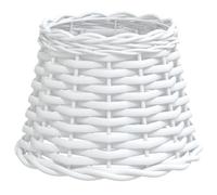 vidaXL Lamp Shade: Handcrafted White Wicker Design with Painted Iron Bulb Holder for E27 Bulbs - Versatile for Ceiling or Table use - Ø20x15 cm