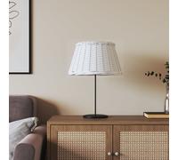 vidaXL White Wicker Lamp Shade - Elegant Handcrafted Ceiling/Table Light Accessory, Complementing Natural Sophistication with Iron Holder, Compatible with E27 Bulbs, 50 cm in Diameter