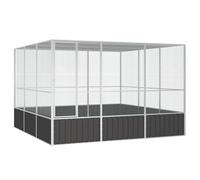 vidaXL Large Bird Cage - Anthracite Parrot Aviary with Security Lock and Ventilated Mesh Design - Galvanised Steel Bird Habitat - Ideal for Playing, Exercising, Training