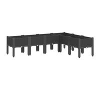 vidaXL Large Black Garden Planter with Legs - 160cm x 120cm x 42cm - Rattan Look, Impact-Resistant Polypropylene, Drainage-Friendly Bottom Layer, Outdoor Elevated Plant Box
