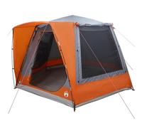 vidaXL Large Gray and Orange Polyester Camping Tent Outdoor Zipper Closure Flame Retardant Waterproof Breathable Season: Material: Accessories: Bag Ropes Anchors Shelter Gear Portable Hiking