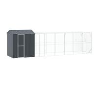 vidaXL Large Grey Outdoor Bird Cage | Heavy Duty Galvanised Steel Weatherproof Construction Spacious Housing with Food Access Ideal for Garden Use Escape Proof Pet Supplies