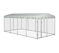 vidaXL Outdoor Dog Kennel With Roof 8X4X2.3 M, Silver