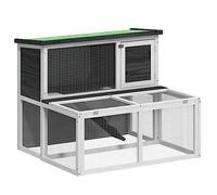 vidaXL Large Outdoor Rabbit Hutch with Multi-level Activity Centre, Solid Pine Wood Construction, Spacious Play Area and Nest Box, Grey