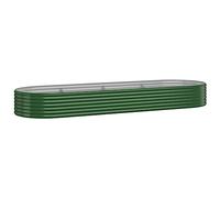 vidaXL Large Oval-Shaped Garden Raised Bed in Green - Durable Powder-Coated Steel Construction with Ample Planting Space