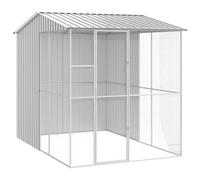vidaXL Large Set of 3 Grey Bird Cages Durable Weatherproof Powder Coated Steel Enclosure for Pets Easy Maintenance Beautiful Modern Design Enclosure Spacious Metal Contemporary Birds