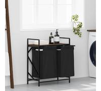vidaXL Laundry Basket 2 Compartments with Shelf Brown Oak