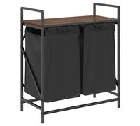 vidaXL Laundry Basket 2 Compartments with Shelf Brown Oak laundry hamper