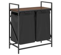 vidaXL Laundry Basket 2 Compartments with Shelf Brown Oak, laundry hamper, laundry basket with shelf, pull-out laundry bag, laundry hamper with bag