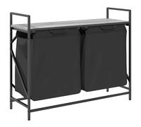 vidaXL Laundry Basket 2 Compartments with Shelf Grey Sonoma laundry hamper