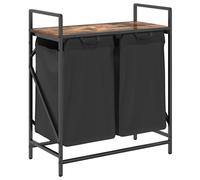 vidaXL Laundry Basket 2 Compartments with Shelf Smoked Oak
