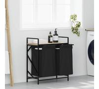vidaXL Laundry Basket 2 Compartments with Shelf Sonoma Oak laundry hamper