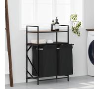 vidaXL Laundry Basket 2 Compartments with Shelves Brown Oak
