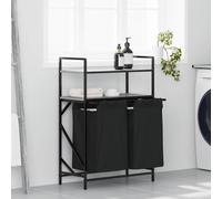 vidaXL Laundry Basket 2 Compartments with Shelves Grey Sonoma