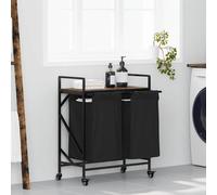 vidaXL Laundry Basket 2 Compartments with Wheels Smoked Oak laundry hamper