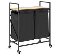 vidaXL Laundry Basket 2 Compartments with Wheels Sonoma Oak laundry hamper