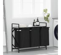 Laundry Basket 3 Compartments with Shelf Grey Sonoma