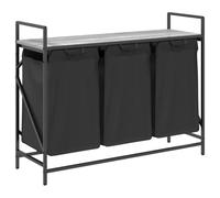 vidaXL Laundry Basket 3 Compartments with Shelf Grey Sonoma, laundry hamper, laundry basket with shelf, pull-out laundry bag, laundry hamper with bag