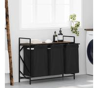 vidaXL Laundry Basket 3 Compartments with Shelf Smoked Oak