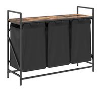 vidaXL Laundry Basket 3 Compartments with Shelf Smoked Oak laundry hamper