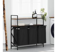 vidaXL Laundry Basket 3 Compartments with Shelves Smoked Oak