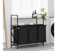 Vidaxl Laundry Basket 3 Compartments With Shelves Sonoma Oak