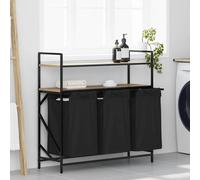 vidaXL Laundry Basket 3 Compartments with Shelves Sonoma Oak