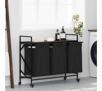 vidaXL Laundry Basket 3 Compartments with Wheels Brown Oak laundry hamper