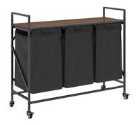 vidaXL Laundry Basket 3 Compartments with Wheels Brown Oak laundry hamper