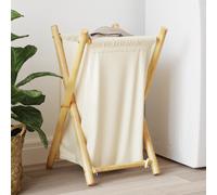 Laundry Basket Cream White 41.5x36x63.5 cm Bamboo vidaXL