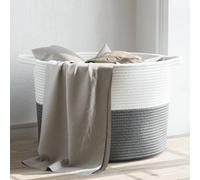 vidaXL Laundry Basket Laundry Hamper Bin Laundry Sorter Grey and White Cotton