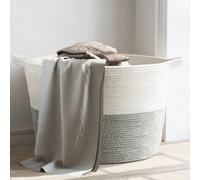 vidaXL Laundry Basket Laundry Hamper Bin Laundry Sorter Grey and White Cotton